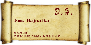 Duma Hajnalka névjegykártya